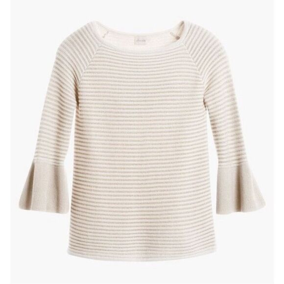 Chico’s size Medium bell sleeve tunic sweater in cream & gold - Picture 2 of 8